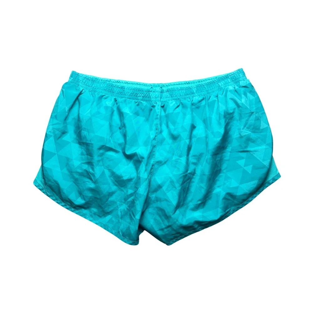 Nike Running‎ Shorts Womens L Teal Blue Geometric Pattern Athletic Gym Fit